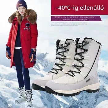 Rockmark Női téli hócsizmák - vízálló, csúszásmentes, meleg fleece bélés, magas szárú