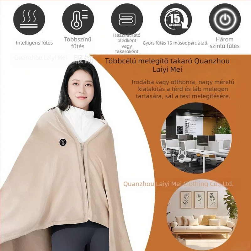 Flanel melegítő sál fleece bélésével, egyszerű szövés, egyszínű minta, téli meleg