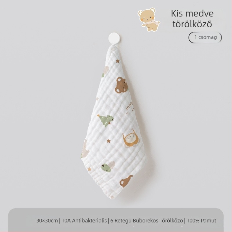 Géz négyzet alakú baba törölköző, 6 rétegű, 100% pamut, nedvszívó 5–10 s, antibakteriális 10a, testreszabás elérhető