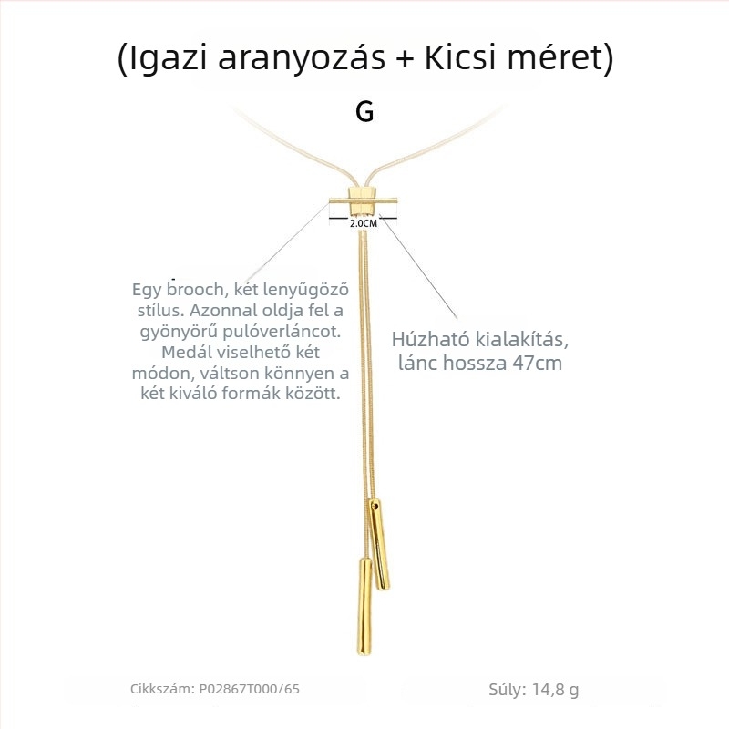 Hosszú rézötvözet geometriás lánc női divat-stílus, 2025 ősz kiadás