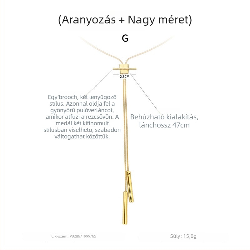 Hosszú rézötvözet geometriás lánc női divat-stílus, 2025 ősz kiadás