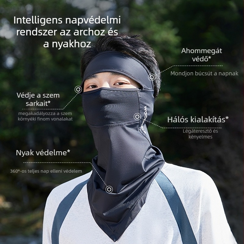 Arcmaszk nyakvédő, lélegző, UV-védelem, árnyékolás, nylon anyag 81–95%