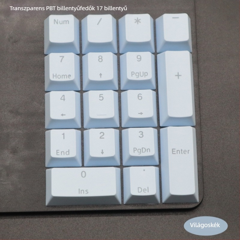 PBT mechanikus billentyűzethez gombfedők, 42 gomb, átlátszó háttérvilágítással, gravírozott F-billentyűk és numerikus/irányjelző zóna