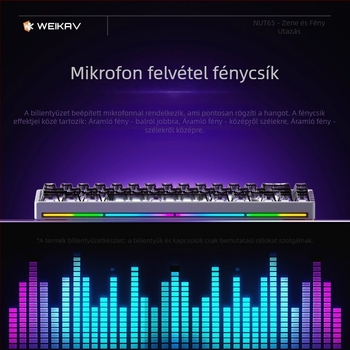 Weikav Nut65 Három-módus alumínium mechanikus billentyűzet gasket szerkezet készlet | Legfeljebb 87 billentyű, RGB háttérvilágítás, vezetékes kapcsolat, 1,5 m kábel