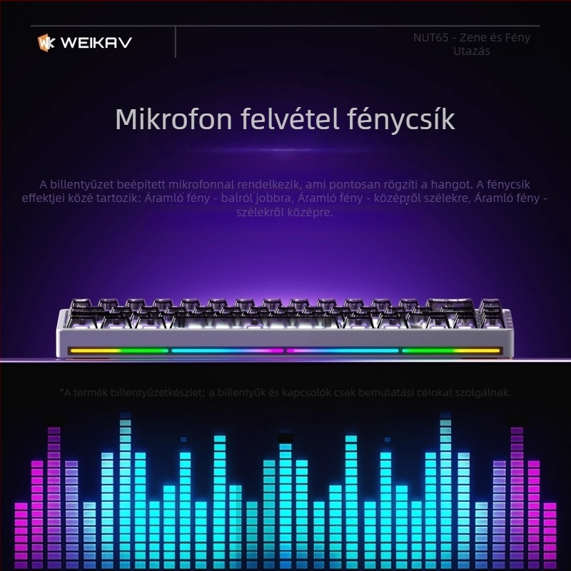 Weikav Nut65 Három-módus alumínium mechanikus billentyűzet gasket szerkezet készlet | Legfeljebb 87 billentyű, RGB háttérvilágítás, vezetékes kapcsolat, 1,5 m kábel
