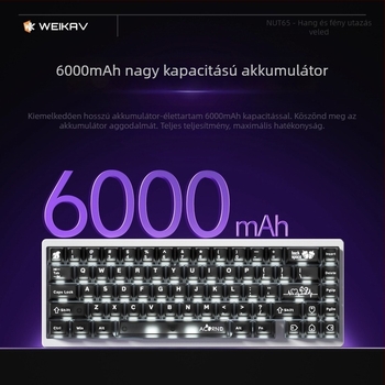 Weikav Nut65 Hárommódos Alumínium Gasket billentyűzet készlet RGB háttérvilágítással, 87 billentyűig