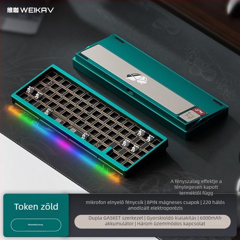 Weikav Nut65 Hárommódos Alumínium Gasket billentyűzet készlet RGB háttérvilágítással, 87 billentyűig