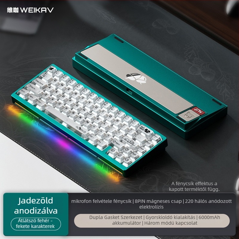 Weikav Nut65 Hárommódos Alumínium Gasket billentyűzet készlet RGB háttérvilágítással, 87 billentyűig