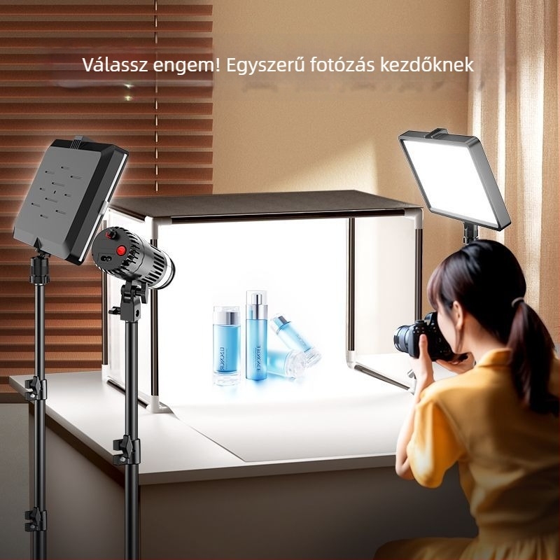 LED töltőfény ékszerfotózáshoz — hordozható fotóstúdió, 40W, három fényhőmérséklet, asztali használat, lágy, árnyékmentes megvilágítás