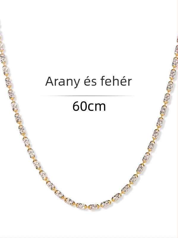 Nyaklánc – 925 ezüst, 18K aranyozás, ovális geometriai forma, niš stílus, állítható