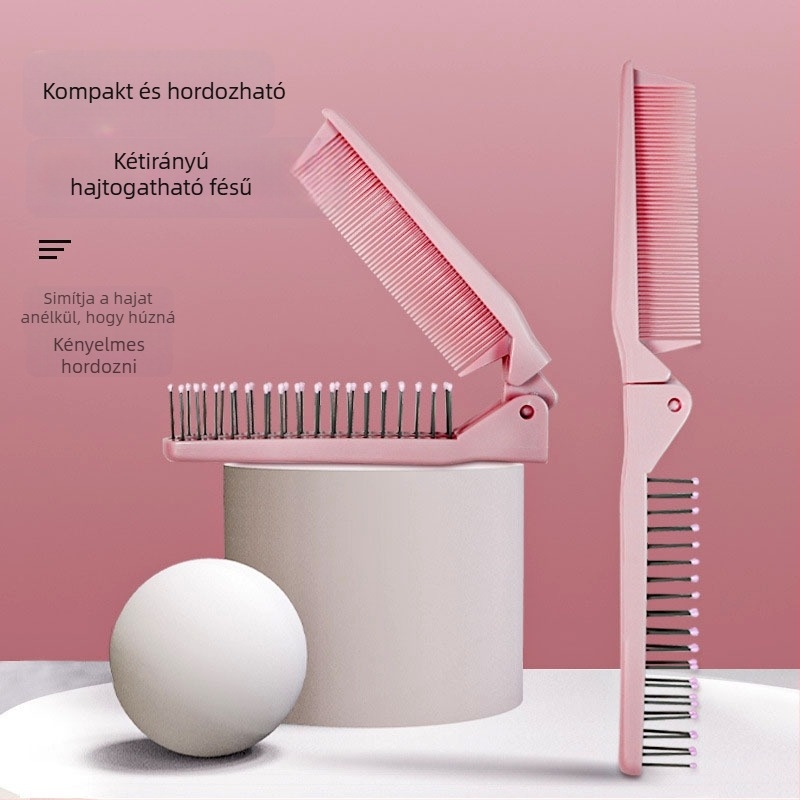 ABS anyagú elektrosztatikus összecsukható hajkefe, széles fogú, hosszú hajhoz, hordozható