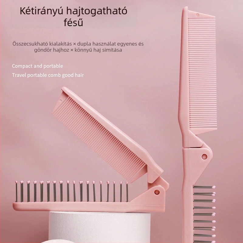 ABS anyagú elektrosztatikus összecsukható hajkefe, széles fogú, hosszú hajhoz, hordozható
