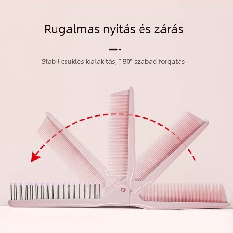 ABS anyagú elektrosztatikus összecsukható hajkefe, széles fogú, hosszú hajhoz, hordozható