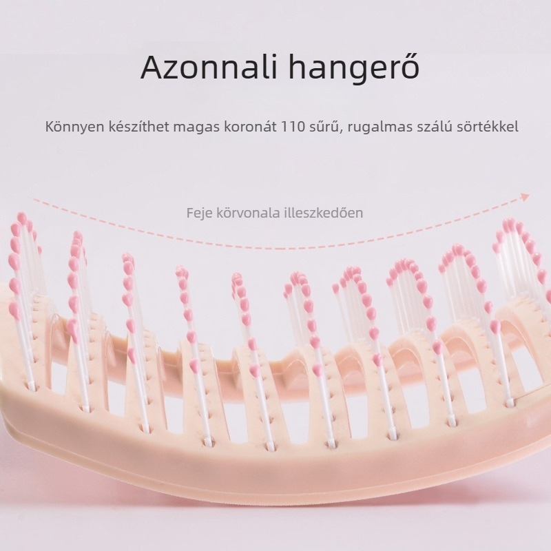 Hajkefe makaron formájú, üreges bordázott kialakítás, nagy görbült masszázs kefé, műanyag, Jinhua-ban gyártva