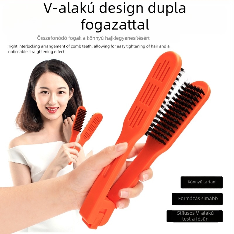 ABS műanyag anti-sztatikus V-alakú hajkefe formázáshoz, egyenesítéshez és göndörítéshez