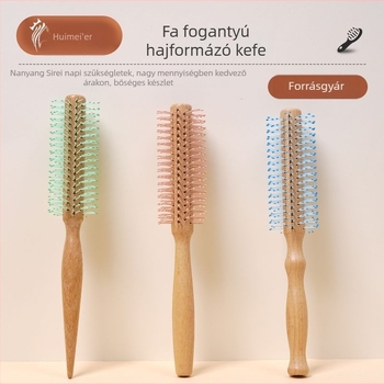 Fából készült hengeres göndörítő fésű