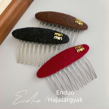 Hajkefe szövetbetéttel, vintage női stílus, geometriai ovális forma, kézzel készített