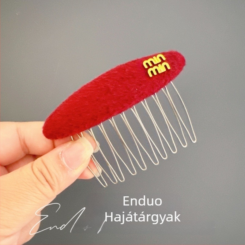 Hajkefe szövetbetéttel, vintage női stílus, geometriai ovális forma, kézzel készített