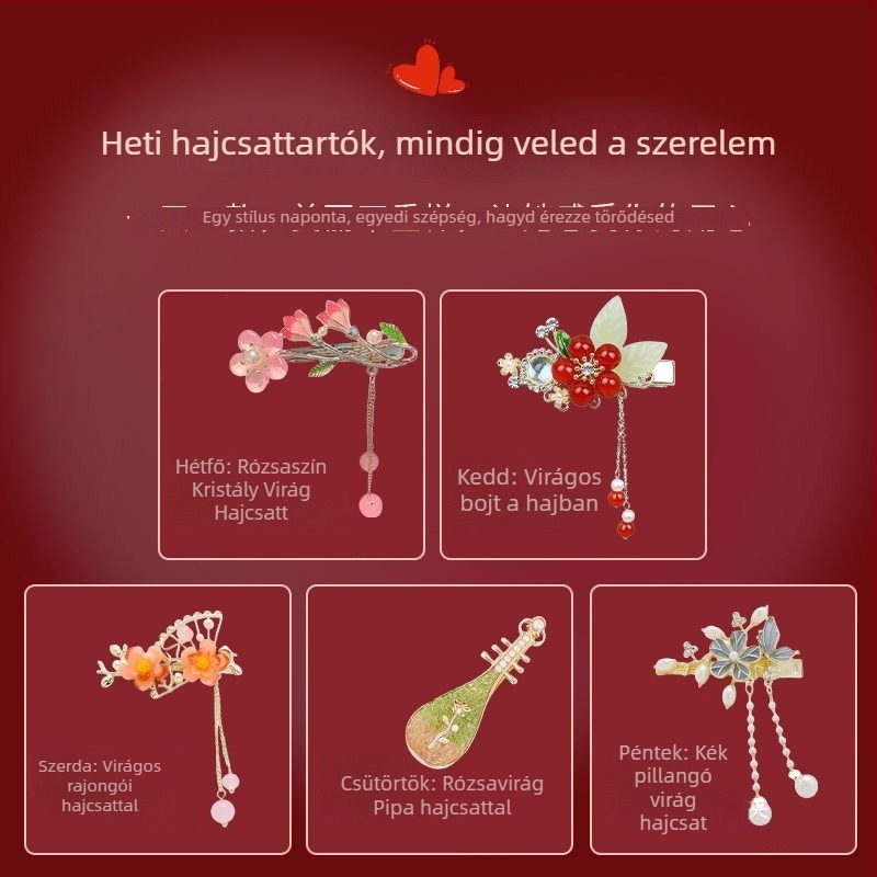 Rózsa virág hajtű, ötvözet, elektroplattált bevonat, női koreai stílusú hajkiegészítő