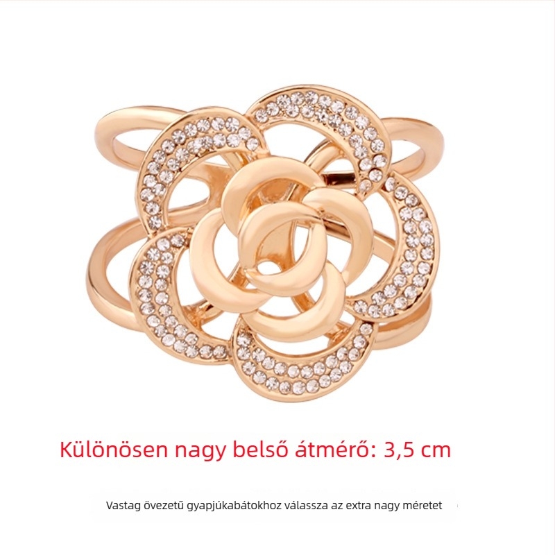 Shanlihua Női övcsat gyémántbeültetéssel és aranyozással, virágmintázat, Net Red Wind stílus, kevert anyag