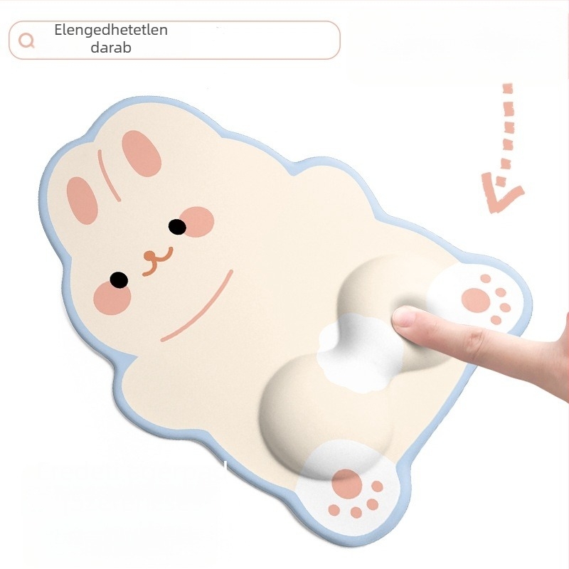 Csuklótámaszos egérpad, csuklópánttal, gumi anyagú, egyoldalas, műanyag öntéssel