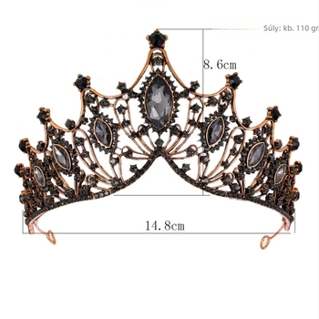 Retro menyasszonyi korona ötvözetből ametisz kristályokkal, elektroplakált felülettel, Yiwu eredet