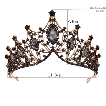 Menyasszonyi korona barokk retro stílusú, ametiszt kristályokkal, ötvözet elektroplattált, testre szabható