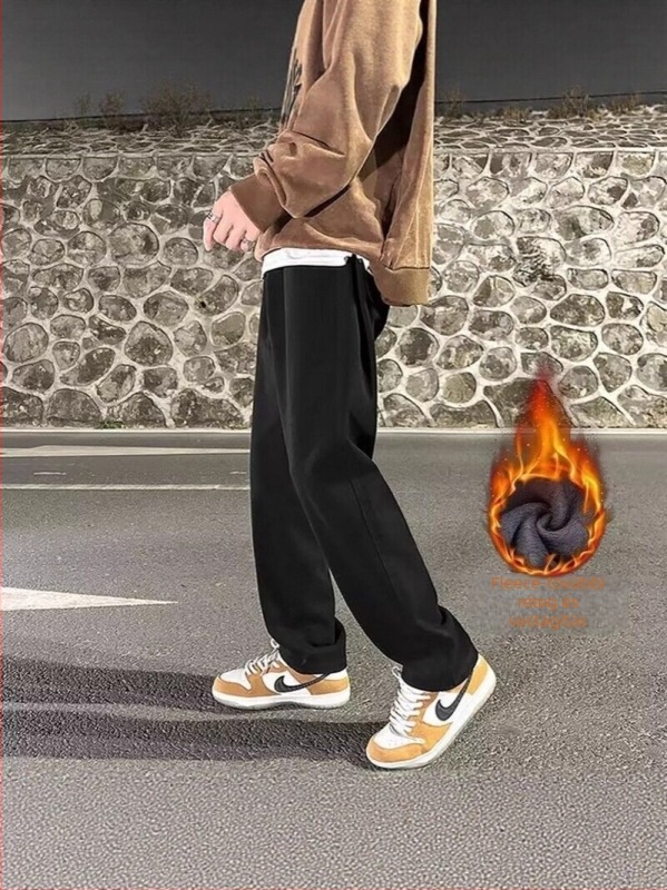 Férfi egyenes szabású farmer Hongkong-stílusban, fleece belsővel, 50% pamut, cipzáras zárás