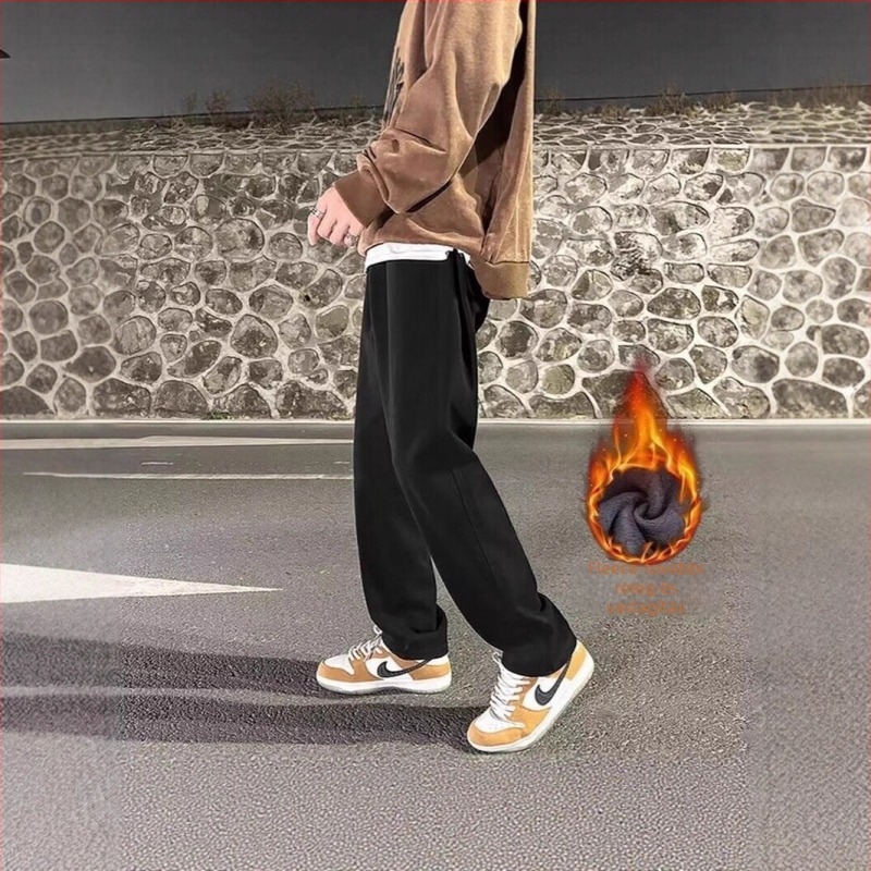 Férfi egyenes szabású farmer Hongkong-stílusban, fleece belsővel, 50% pamut, cipzáras zárás