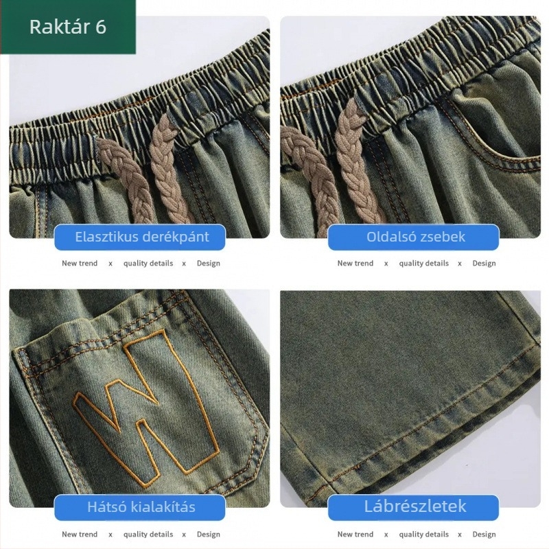 Férfi American Scimitar farmer, mosott pamutból, széles lábszárú, egyenes szabás