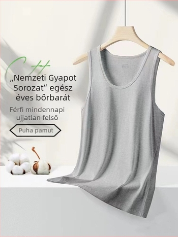 Férfi sportmellény 100% pamutból, mozgáshoz, egyenes szegéllyel, nyárra, Tavasz 2024