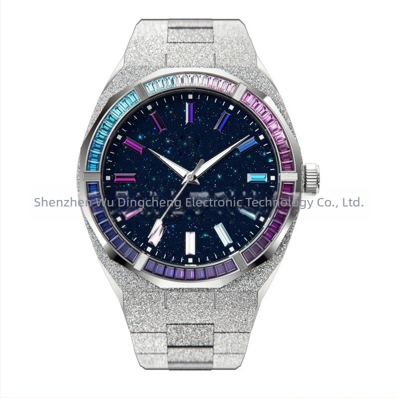 Férfi karóra rozsdamentes acélból, gyémánt díszítéssel, kvarc, 50m-es vízállóság, üzleti stílus, 42 mm-es számlapátmérő
