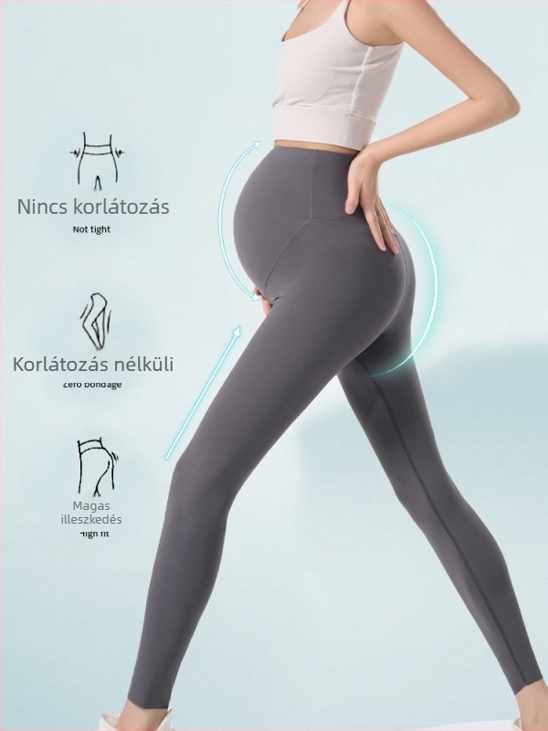 Terhes nők számára terhes jóga nadrág hasi támasz mellett, Nylon/SPandex keverék, magas elasztikusság, 9/10 hossz