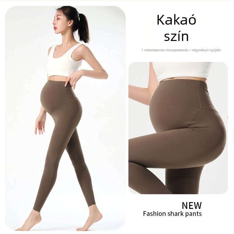 Terhes nők számára terhes jóga nadrág hasi támasz mellett, Nylon/SPandex keverék, magas elasztikusság, 9/10 hossz