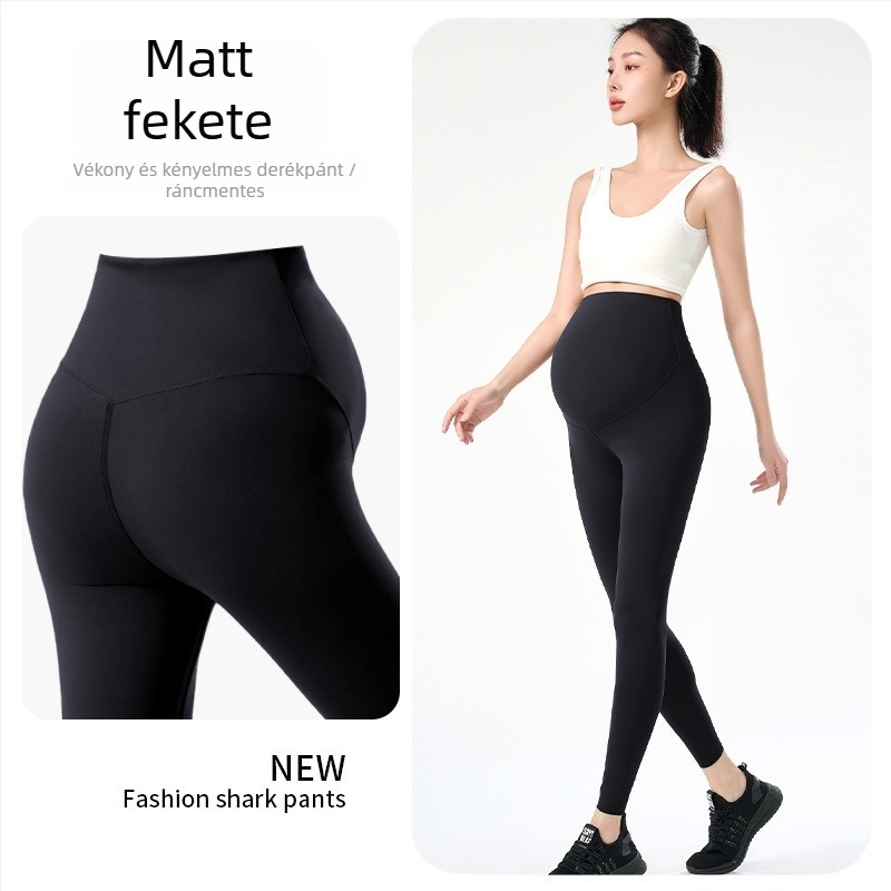 Terhes nők számára terhes jóga nadrág hasi támasz mellett, Nylon/SPandex keverék, magas elasztikusság, 9/10 hossz