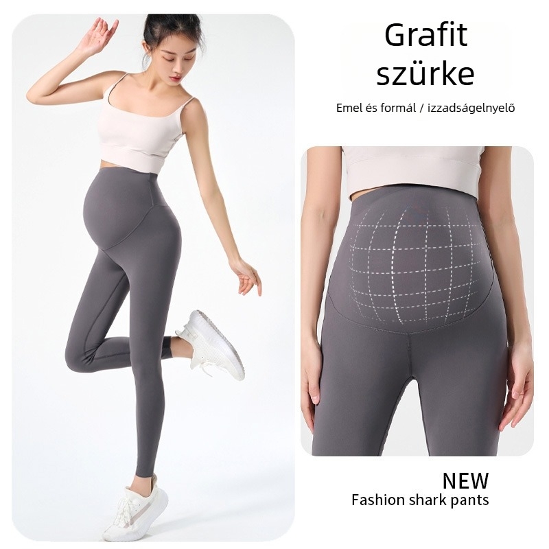 Terhes nők számára terhes jóga nadrág hasi támasz mellett, Nylon/SPandex keverék, magas elasztikusság, 9/10 hossz