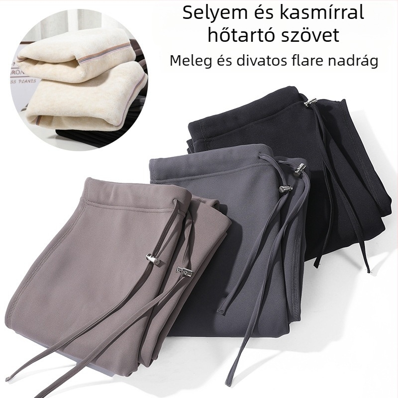 Kismama nadrág Shark skin nejlon-keverékben (70–80% nejlon, <30% spandex), vastag, meleg, magas rugalmasság, bő szabás