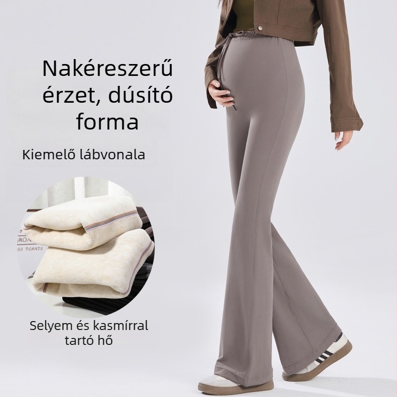 Kismama nadrág Shark skin nejlon-keverékben (70–80% nejlon, <30% spandex), vastag, meleg, magas rugalmasság, bő szabás