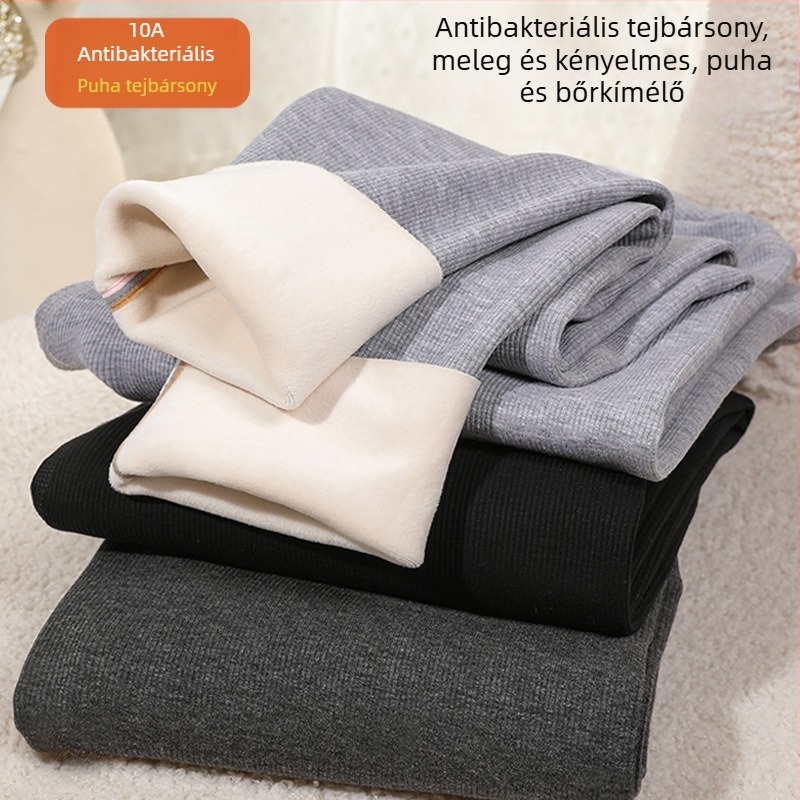 Kismama téli fleece-betétes leggings, karcsúsított fazon, függőleges csíkok, has támasztás, kényelmes