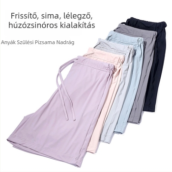 Anyasági rövidnadrág, laza szabású, nyári ice silk anyag, Nylon 80–90% + Spandex <30%, állítható húzókötés, lélegző