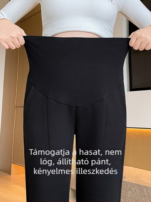 Terhességi nadrág télre: pamutból készült fleece béléssel, vastag, pocaktámasztó, plusz méretben