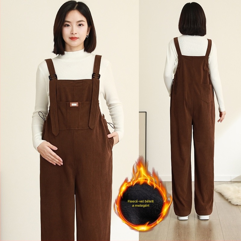 Corduroy kismama overál, laza szabás, has támasz, Poliészter 95%+, Spandex <30%