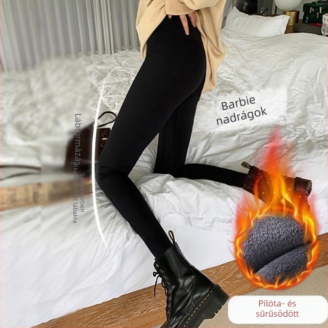 Anyasági nadrág fleece bélésével és has támasztó, Sharkskin anyag, hosszú karcsú szabású jóga nadrág ősz-tél