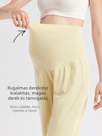 Kismama alvópizsama nadrág, laza szabás, magas derekú, 95% viszkóz 5% spandex, őszi-téli
