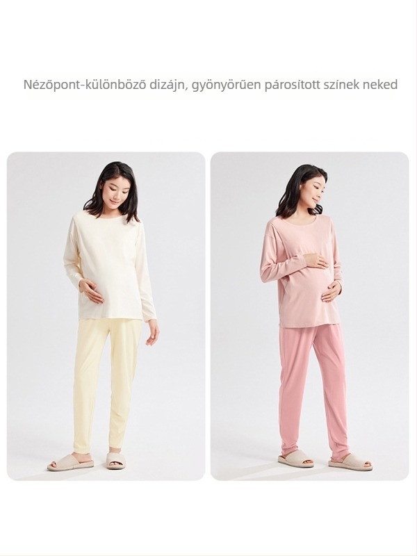 Kismama alvópizsama nadrág, laza szabás, magas derekú, 95% viszkóz 5% spandex, őszi-téli