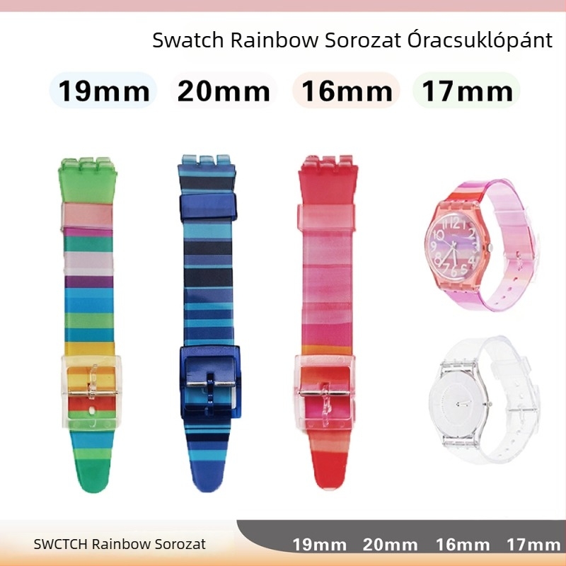 Swatch-kompatibilis szilikon óraszíj — vízálló, anyag: szilikon, termékkód: Strap, márka: Qifulong, 2023 tél