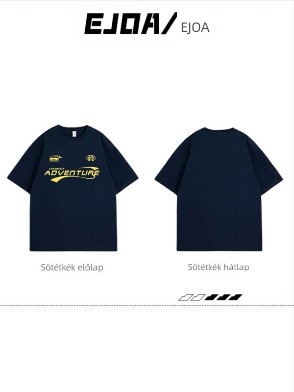 Női pamut rövid ujjú póló laza szabással, retro amerikai streetwear stílus, koreai ihletésű dizájn.