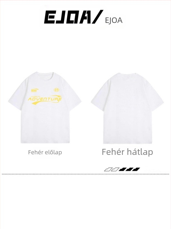 Női pamut rövid ujjú póló laza szabással, retro amerikai streetwear stílus, koreai ihletésű dizájn.