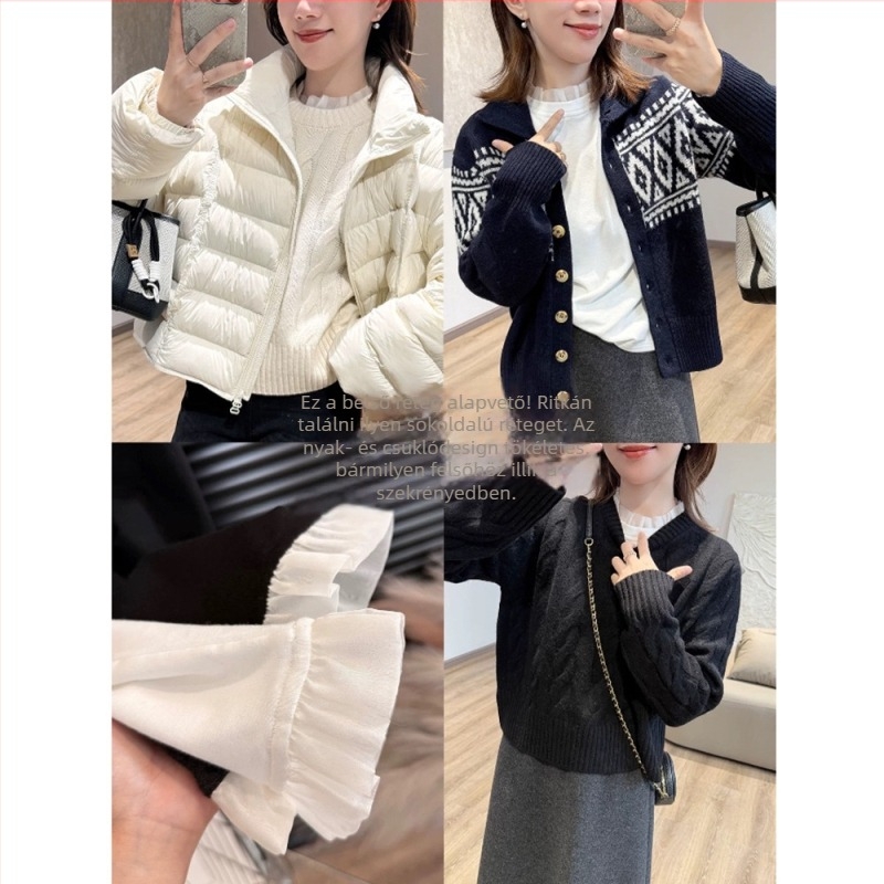 Csipke paneles női hosszú ujjú felső, fél-turtleneck gallér, poliészter, karcsúsított szabás, elegáns városi stílus