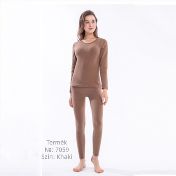 Női termális alapréteg készlet kerek nyakkal, aminósavakkal bőrbarát ápolás, fő anyag poliészter 87,3%, egyrétegű, anyagsúly 181–200 g/m2, melegen tart